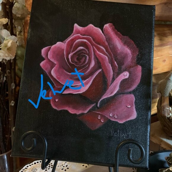 For sale by artist 10x8 acrylic on canvas rose painting